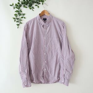 J.Crew Men's Orange Blue Mini Check Button Front Shirt XL Extra Large